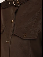 Dámská bunda z ekokůže s knoflíky hnědá FashionStreet TY5667