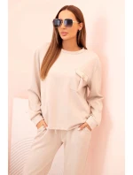 Komplet dámský máslový mikina a kalhoty s gumou béžový