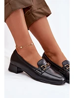 Kožené dámské polobotky na klínu s ozdobou Vinceza 39978 Černé