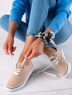 Moderní dámské hnědé tenisky bez podpatku