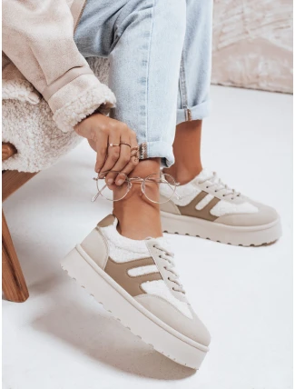 Dámské zateplené tenisky na platformě béžové FashionStreet ZY1080