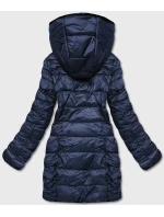 Tmavě modrá oboustranná dámská bunda - kožíšek (b8053-3)