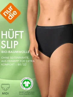 Dámské kalhotky vysokého střihu NUR DIE COTTON MIDISLIP - NUR DIE - černá