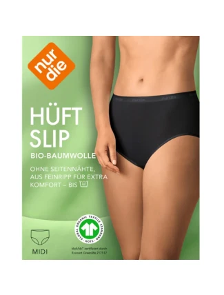 Dámské kalhotky vysokého střihu NUR DIE COTTON MIDISLIP - NUR DIE - černá