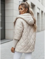 Dámská přechodná prošívaná bunda oversize PUFFILOF light beige FashionStreet TY4856