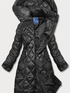 Černá dlouhá dámská prošívaná bunda (ag1-j9082)