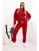 Dámská souprava máslová s třásněmi na rukávech bordó Dámská souprava máslová s třásněmi na rukávech bordó