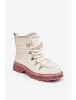 Kožené lesklé boty Trapery Dámské GOE MM2N4083 Bílé