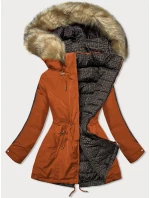 Oranžovo-hnědá oboustranná dámská bunda (w555)