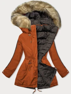 Oranžovo-hnědá oboustranná dámská bunda (w555)