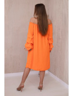 Španělské šaty s ozdobnými rukávy pomeranč