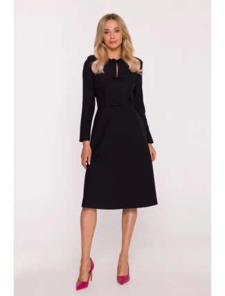 S413 Šaty s mašlí - černé S413 Šaty s mašlí - černé