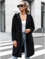 Dámský dlouhý kabát s kapucí MELBY černý FashionStreet NY0671