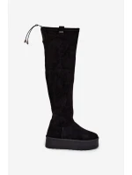 Dámské Kozačky Na Platformě Nad Kolena Big Star SS274264 Černé