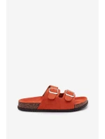 Dámské pantofle oranžové s přezkami Oliena