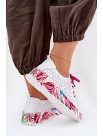 Kožené dámské polobotky s vzorovanou platformou Fuchsiová Femela