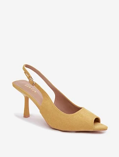 Dámské sandály na podpatku Eko semiš žluté Sevina