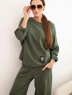 Komplet bavlněný mikina + kalhoty khaki