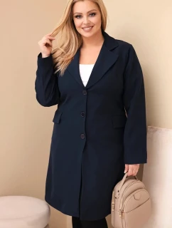 Dámský plášť Plus Size dlouhý s límcem a kapsami granátový