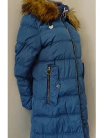 Dámská prošívaná bunda s kapucí W701 petrolejová - MHM Dámská prošívaná bunda s kapucí W701 petrolejová - MHM