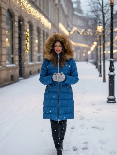 Dámská prošívaná bunda s kapucí W701 petrolejová - MHM