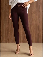 Dopasowane legginsy damskie prążkowane bordowe FashionStreet UY3256 Dopasowane legginsy damskie prążkowane bordowe FashionStreet UY3256