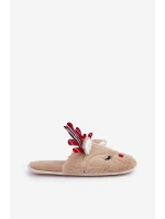 Vánoční Pantofle S Motivem Sobů Béžové Sylaia