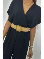 Kombinéza s ozdobným páskem v pase černá