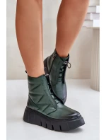 Zazoo 60472 Kožené Boty Na Platformě A Klínu Tmavě Zelené Zazoo 60472 Kožené Boty Na Platformě A Klínu Tmavě Zelené