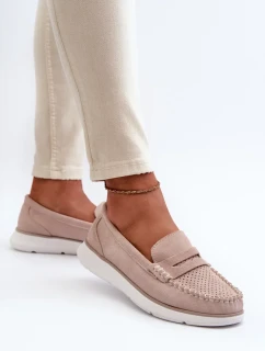 Sergio Leone Béžové semišové mokasíny na platformě