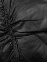 Černá dámská bunda pro přechodné období s károvanou podšívkou (842)