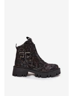 Dámské botky Artiker – černá/zlatá ozdobou, zateplené