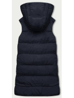 Tmavě modro-černá oboustranná dlouhá dámská vesta (V723)