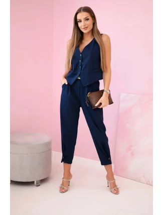 Set vesta + kalhoty námořnická modř