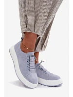 Polobotky Sneakersy na platformě z přírodního semiše modré Blushy Polobotky Sneakersy na platformě z přírodního semiše modré Blushy