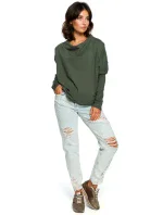 B094 Oversized top s výstřihem do V na zádech - karamelový