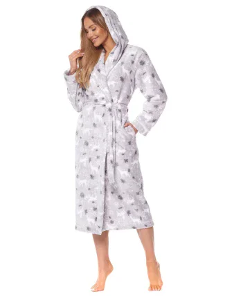 Dlouhý dámský župan 2126 Winter šedý - L&L