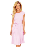 LILA - Plisované dámské šaty ve vřesové barvě s krátkými rukávy 311-6