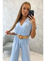 Kombinéza s ozdobným páskem v pase modrá Kombinéza s ozdobným páskem v pase modrá