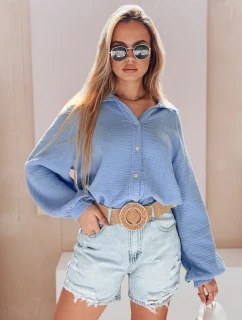Dámská mušelínová košile oversize MUSLINEA modrá FashionStreet DY0479