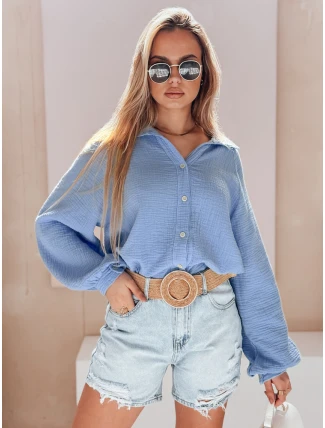 Dámská mušelínová košile oversize MUSLINEA modrá FashionStreet DY0479