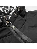 Krátká volná bunda s leopardím vzorem Miss TiTi černá/šedá (25898)