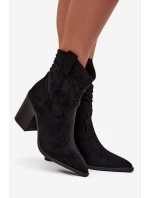 Dámské kožené boty na podpatku v stylu kovbojky černé Jessa