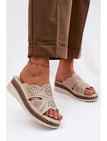 Kožené dámské sandály na platformě S.Barski GR61-5915 béžové