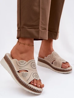 Kožené dámské sandály na platformě S.Barski GR61-5915 béžové