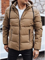 Pánská prošívaná zimní bunda s kapucí FashionStreet camel TX5067