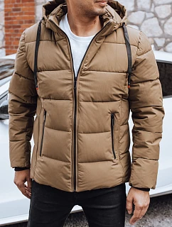 Pánská prošívaná zimní bunda s kapucí FashionStreet camel TX5067