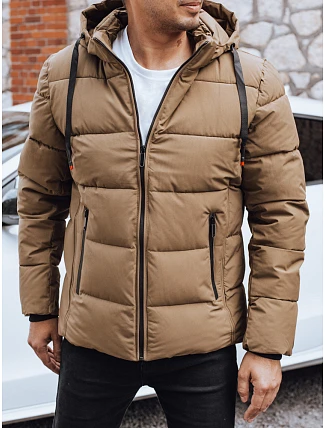 Pánská prošívaná zimní bunda s kapucí FashionStreet camel TX5067