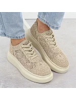 Dámská obuv na platformě se šněrováním béžová Vinceza 17371