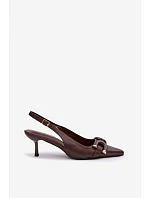 Dámské sandály na podpatku s ozdobným detailem Čokoládové Brienne